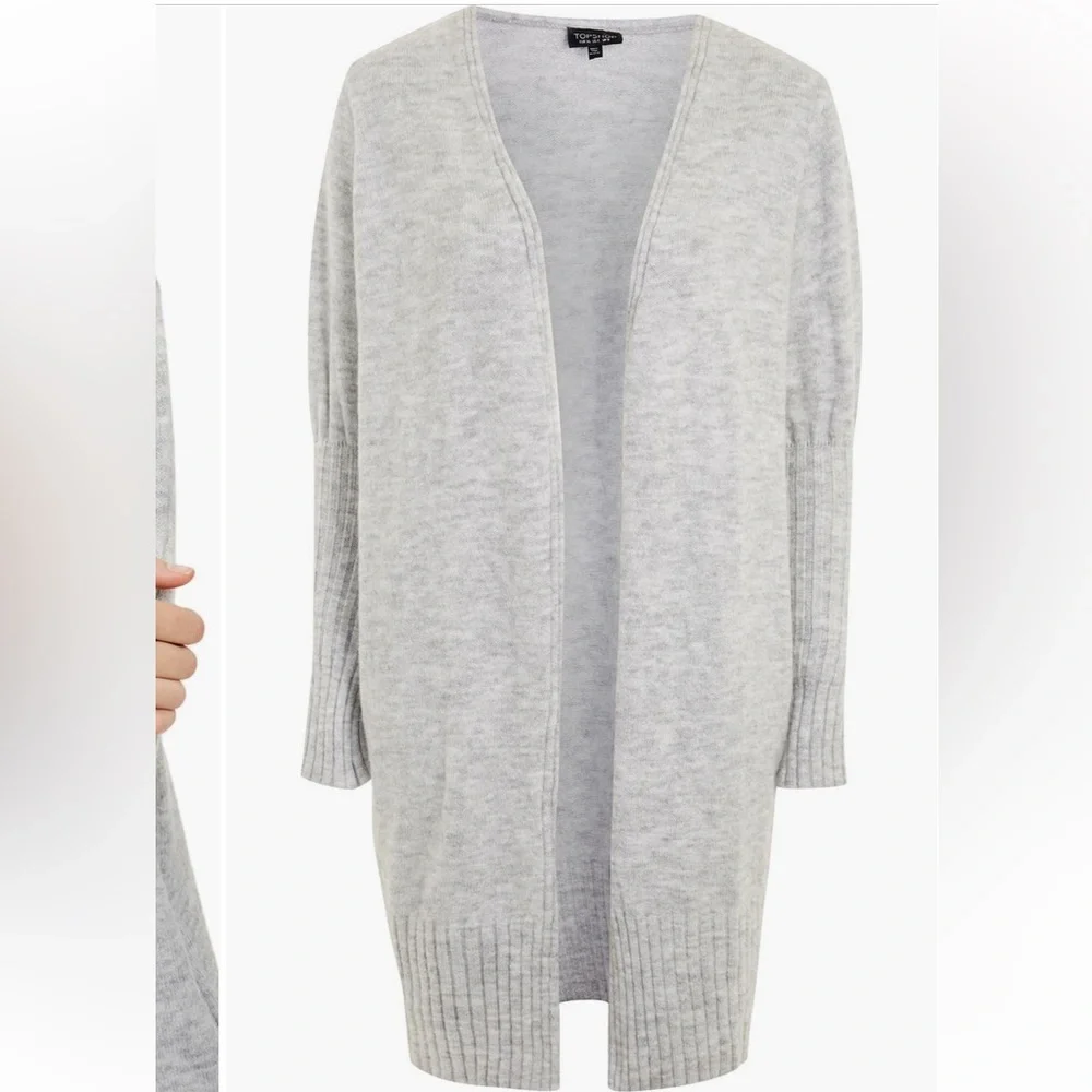 Topshop puff sleeve longline cardigan